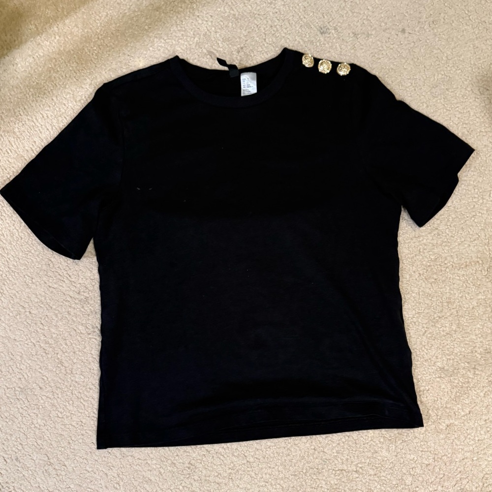 H&M Black Top with Gold Button Accents